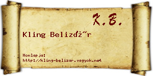 Kling Belizár névjegykártya